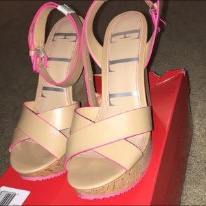 Tan pink wedges by Elle